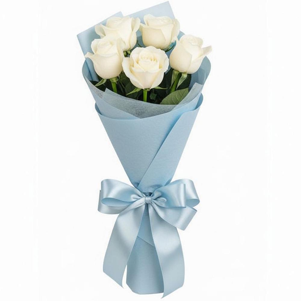 Букет 5 Белых роз Проуд в Параньге