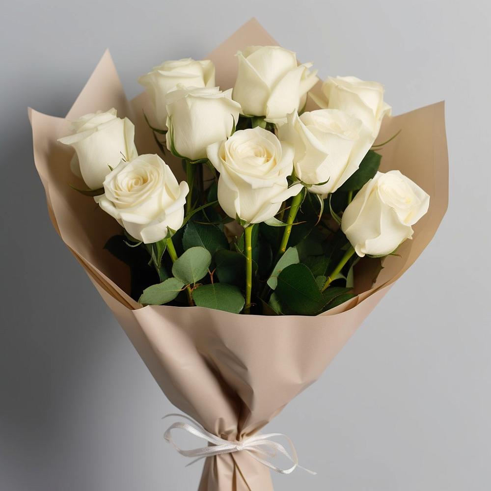 Букет 9 Белых роз Эдлесс Лав в Параньге