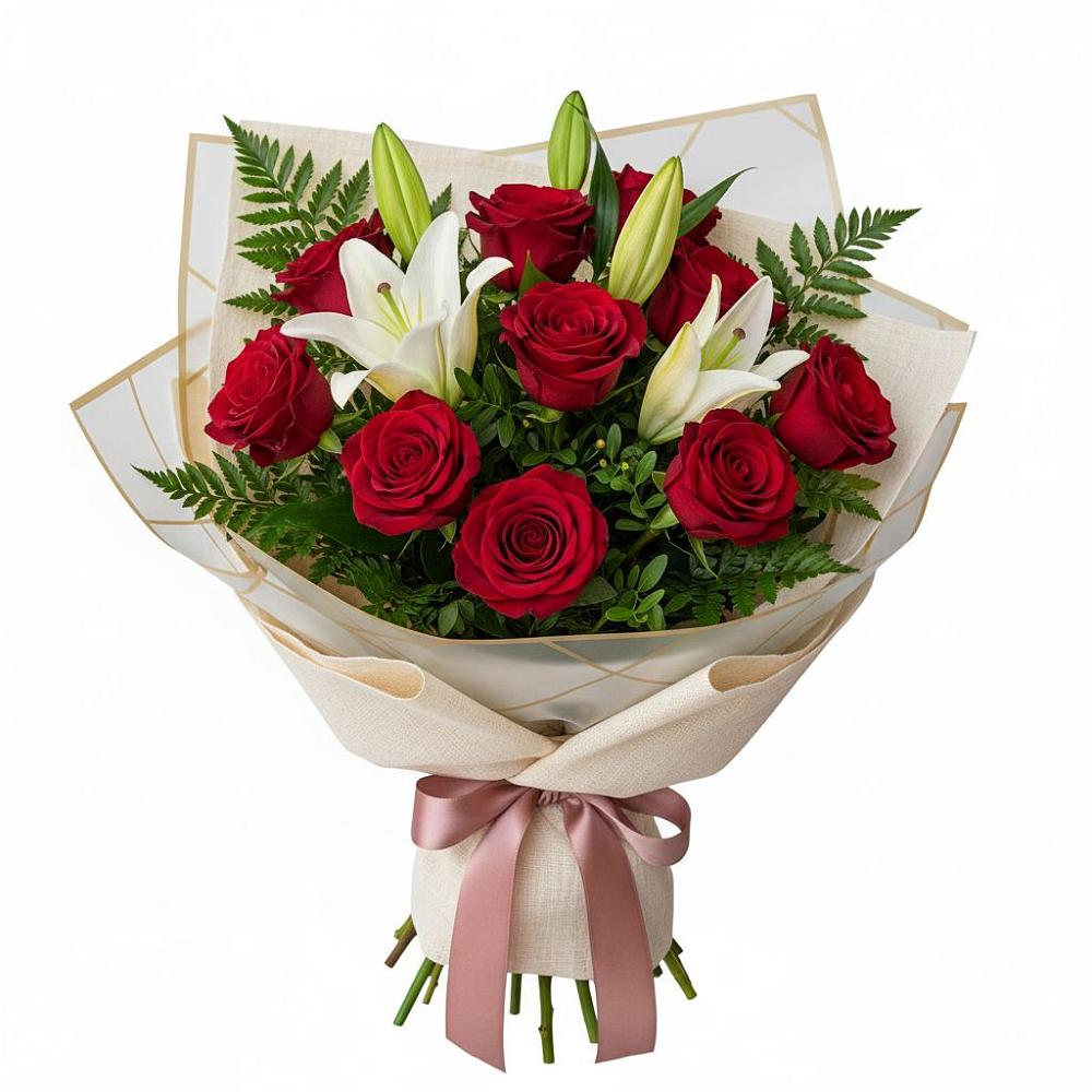 Букет цветов из: Лилии и Розы в Параньге