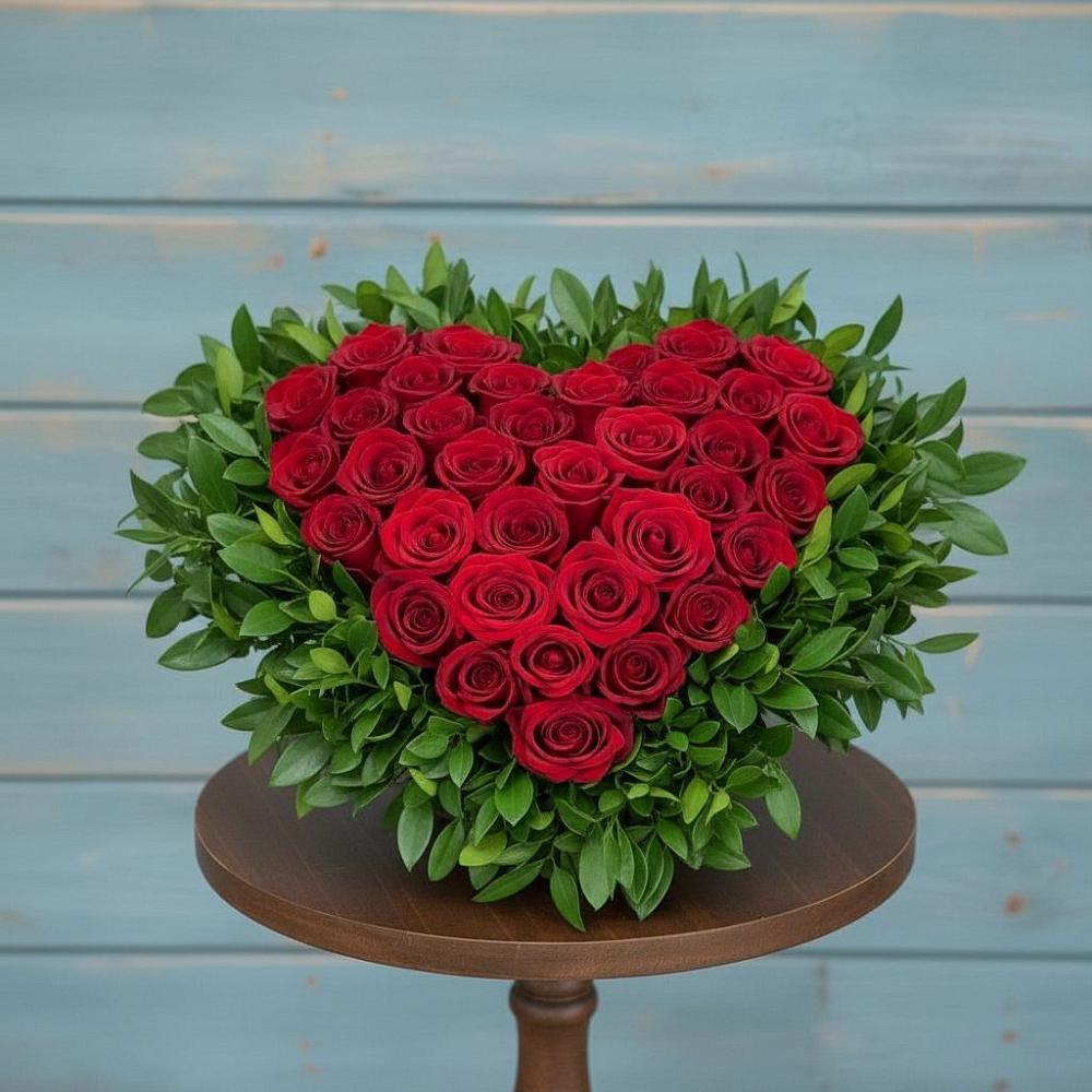 Цветочная композиция из Розы в виде сердца в Параньге